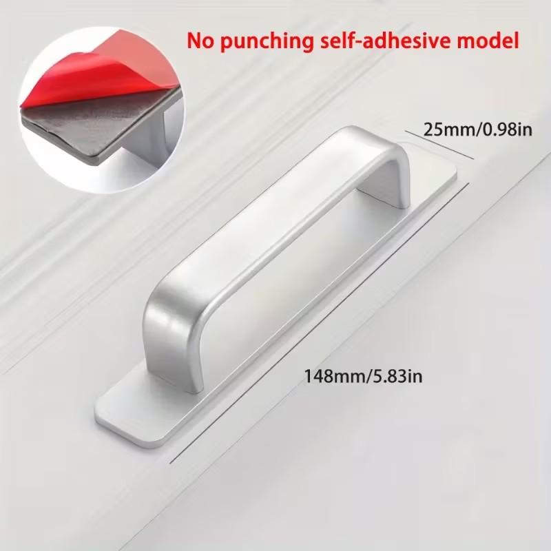 Modern Self-Adhesive Aluminum Alloy Door Handle, Easy-Install for Glass & Sliding Doors, Available in, Silver Color