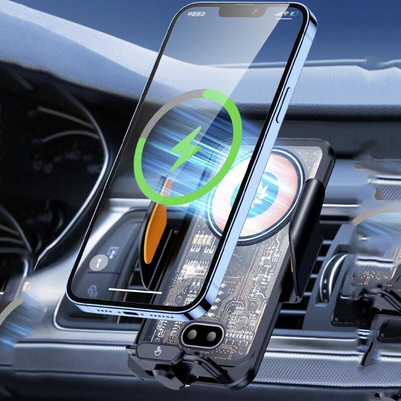 Fast Wireless Car Charger with Auto Clamping Phone Holder - Compatible with iPhone 16/15/14/13/12/11 Pro Max, Samsung Galaxy S24/S23/S22/S21, and More - Efficient Smartphone Charging for Your Car