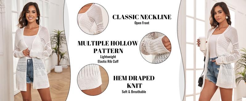 ZAFUL 2024 Cardigan Sweaters for Women Summer Cardigans Lightweight Crochet