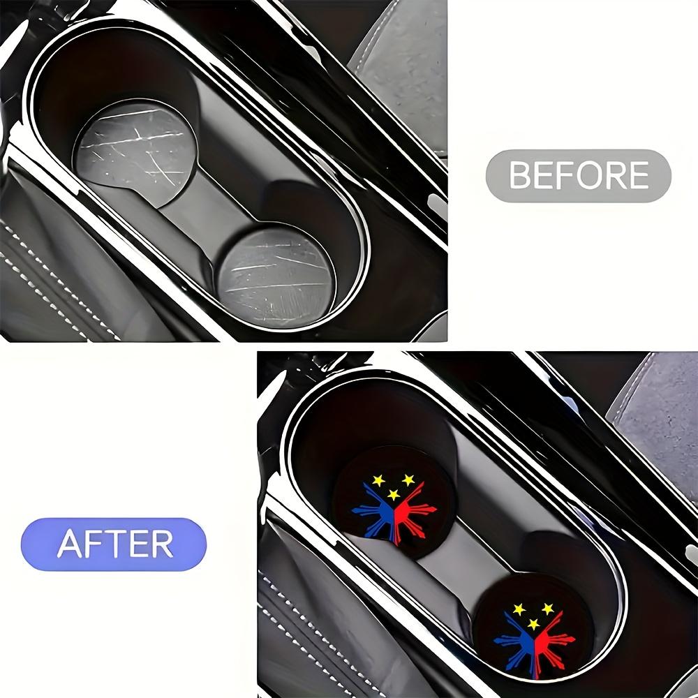 Set of 2 Philippine Sun And Stars Car Cup Holder Coasters - Non-Slip, Easy-To-Clean Rubber Inserts for Vehicle Decoration