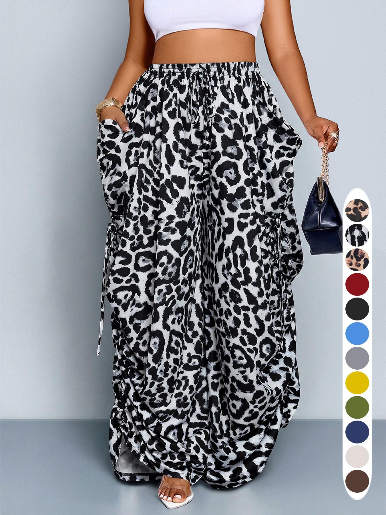 Women's Casual Loose-Fit Wide Leg Pants, All-Season Woven Fabric, Long Plain Design, Daily Commute & Vacation Wear, Womenswear