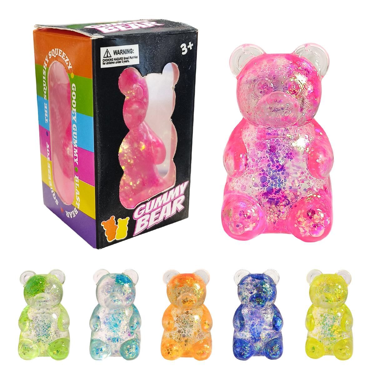 1/4pcs Gummy Bear Squish Fidget Toys Stress Balls for Kids ,Squish Sugar Ball Sensory Toys, Party Favors for Kids Squeeze Toy, Stress Relief Toy Squeeze Ball, Easter Basket Stuffers