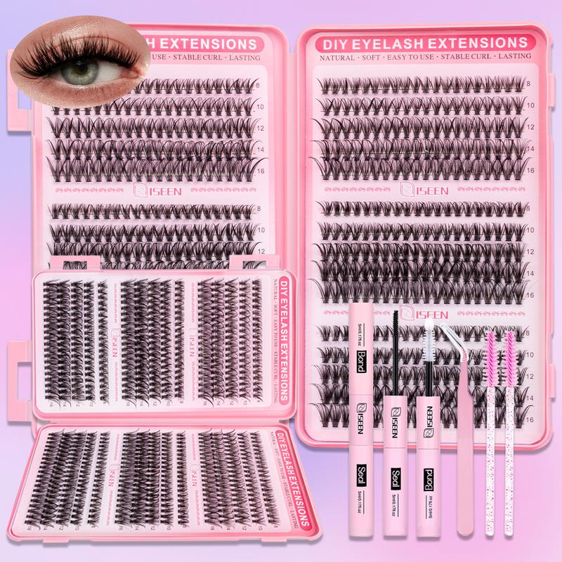 DIY Lash Clusters Kit, 600 Pcs Eyelashes Clusters Extensions Kit 8-16mm Individual Lashes D Curl Mixed False Eyelashes, Eyelash Set, with Bond&Seal&Eyelash Tweezers& Brush