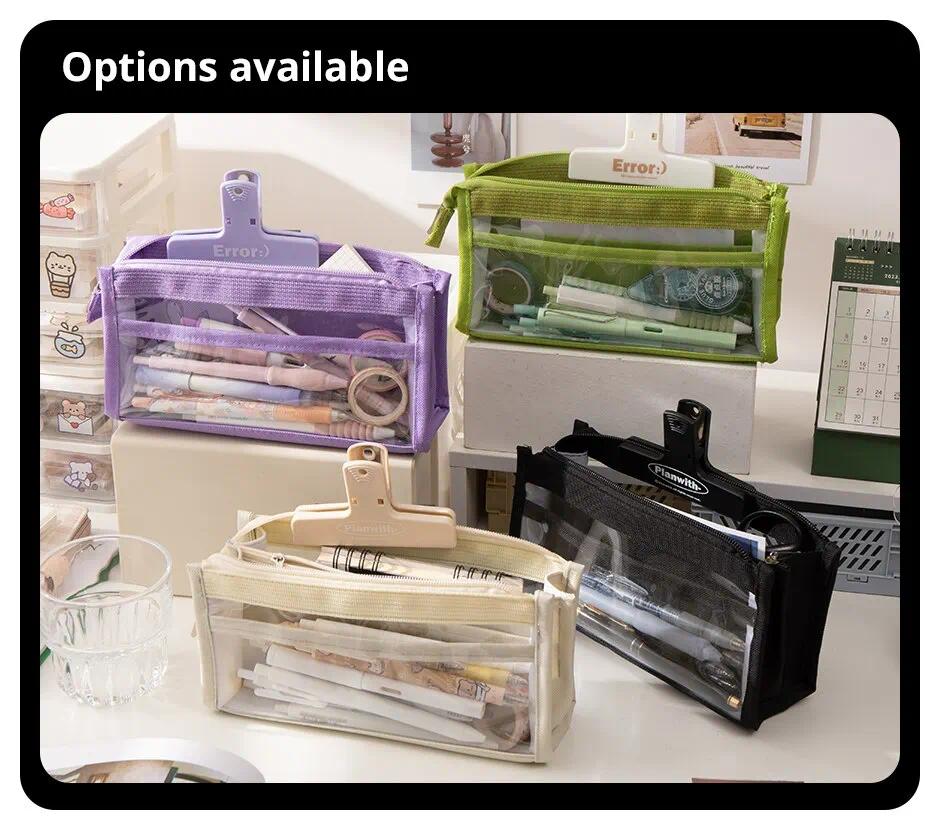 Six Layer Large Capacity Pencil Case Stationery Supplies High Appearance Transparent PVC Storage Stationery Bag