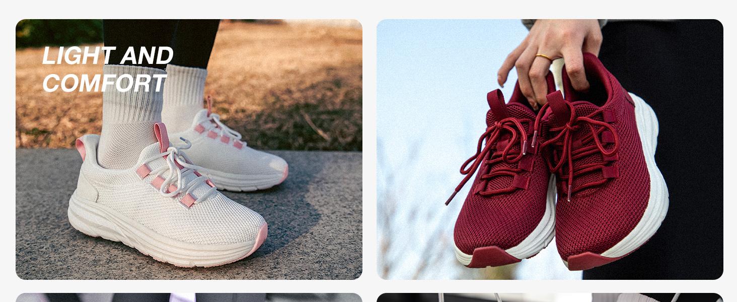 KOLILI Women's Wide Toe Box Shoes Arch Support Design Suitable for running Fitness and Walking Shoes Easy Slip On Cushion Walking Sneakers Girl SpringStatements