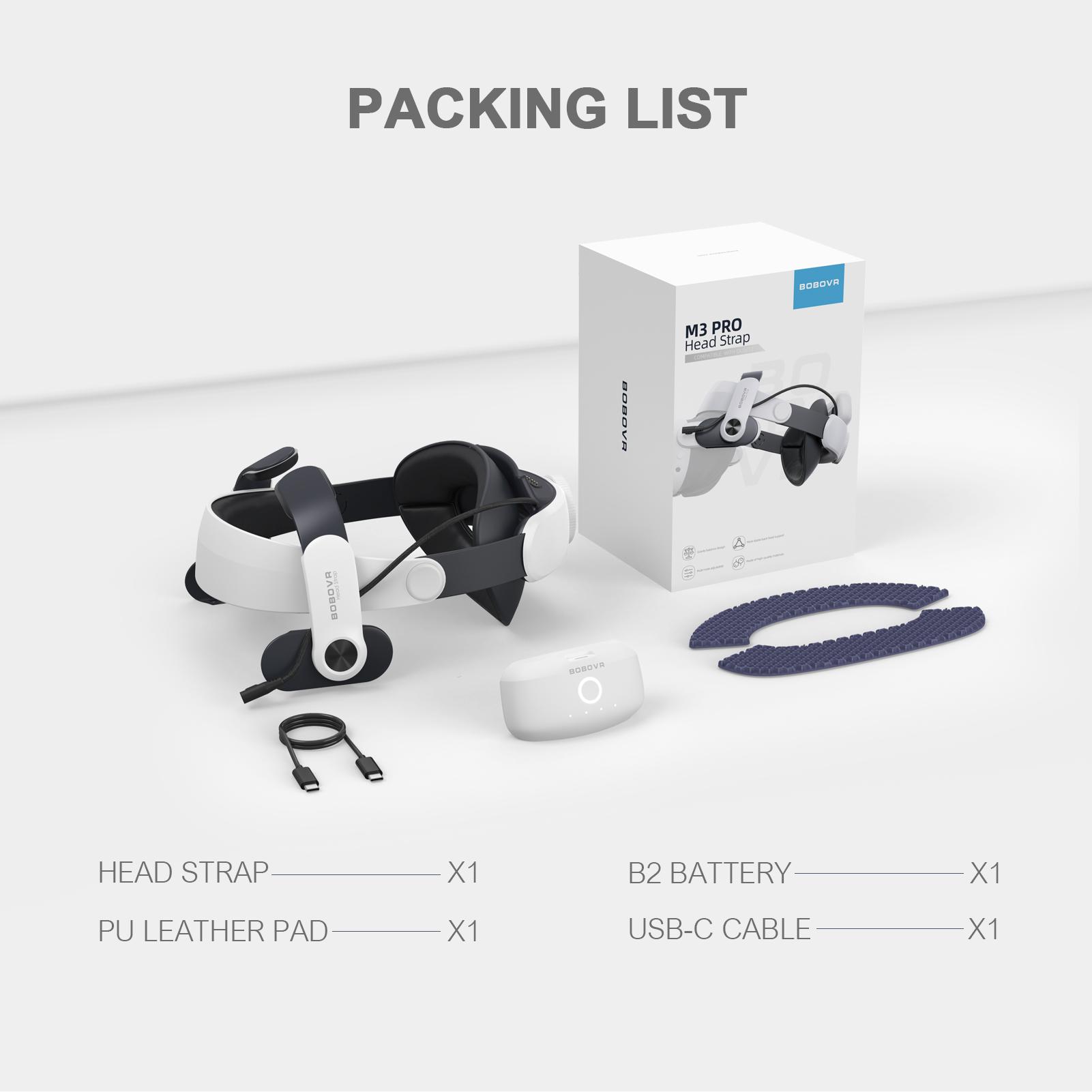 BOBOVR M3 Pro VR Battery Head Strap - Magnetic Quick-Swap Detachable Battery, Comfort Design,  MetaOculus Quest 3/Quest 3S Wearable Accessory enhanced support comfortable strap Extended Playtime