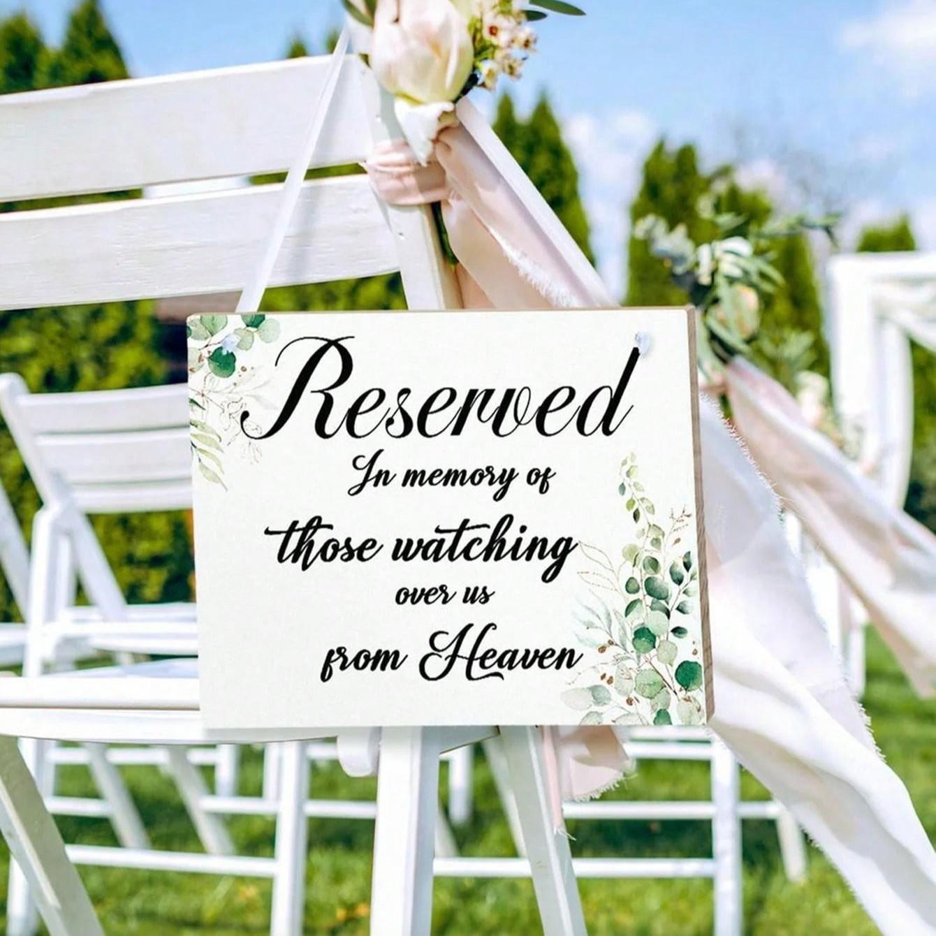 Wedding Reservation Sign Wooden Memorial for Deceased, Wedding Wood Memorial Plaque, Celebrate Heaven Ceremony, Restaurant Seat Banner (eucalyptus)