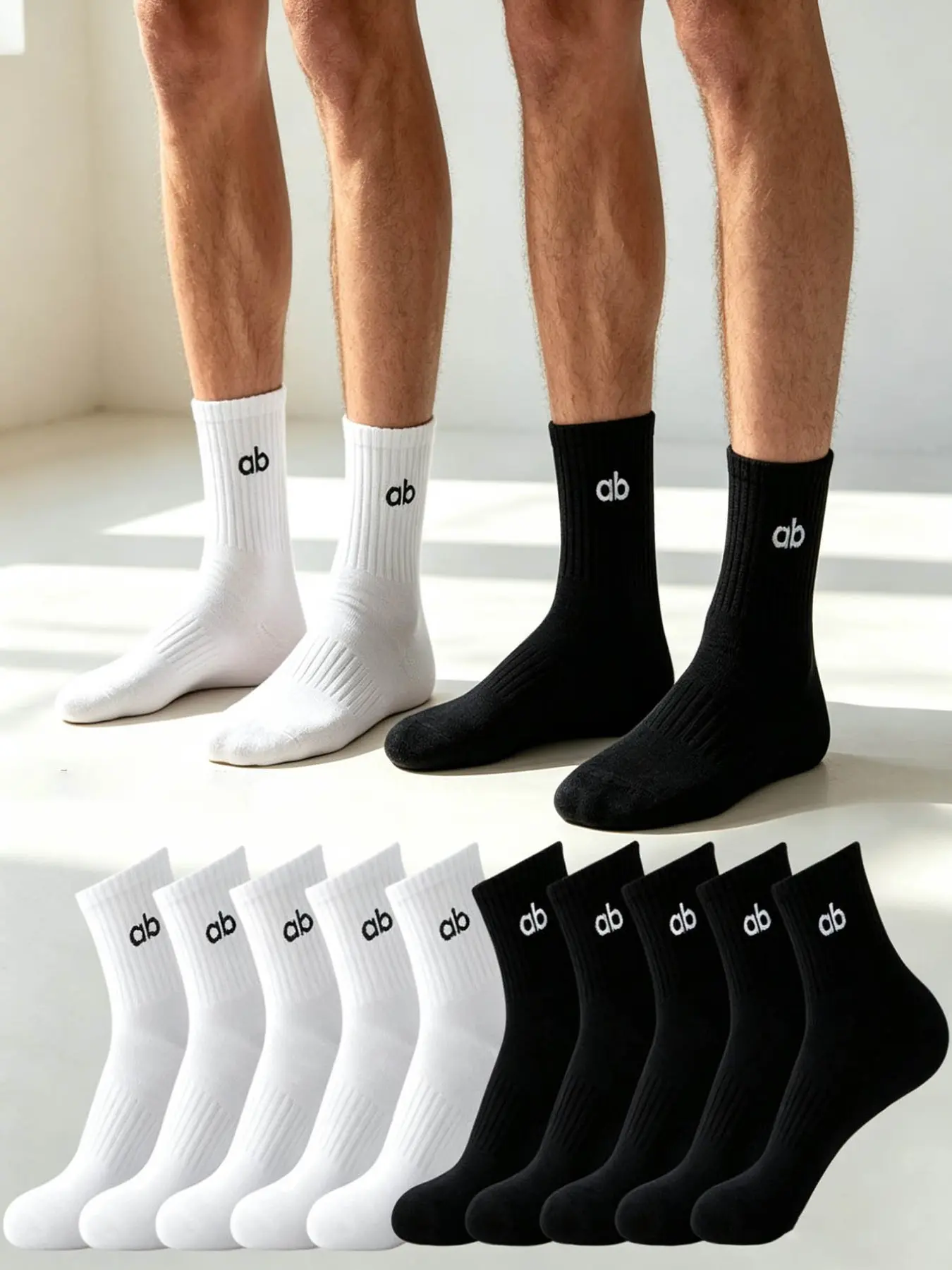 10 Pairs Men's and Women's Socks, and Couple Letter Mid-Calf Socks, Casual Sport Trendy Socks, All Seasons Socks, Knitted Crew Socks