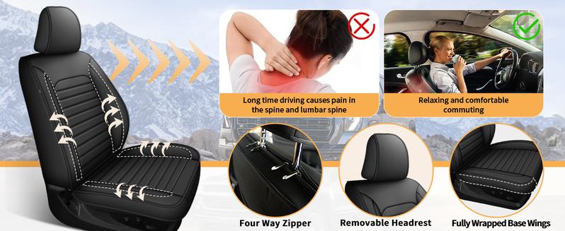 Seat Covers Full Set Fit for 2007-2025 2026 Chevrolet Chevy Silverado GMC Sierra 1500 2500HD 3500HD Trail Boss Z71 Crew Double Cab Seat Covers for Cars Leather Waterproof Truck (Black)