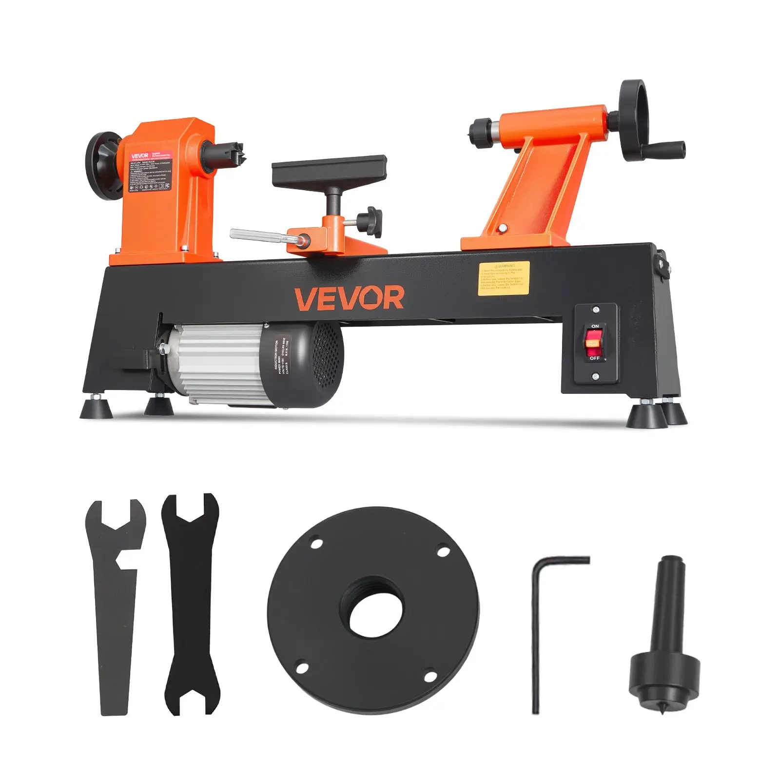 VEVOR Benchtop Wood Lathe Machine, 3/4 HP 12" x 18" Heavy Duty Model with Tool Rest, Wrenches, Faceplate, 5 Speeds (780/1320/1920/2640/3840 RPM) for Beginner Woodworking & Woodturning