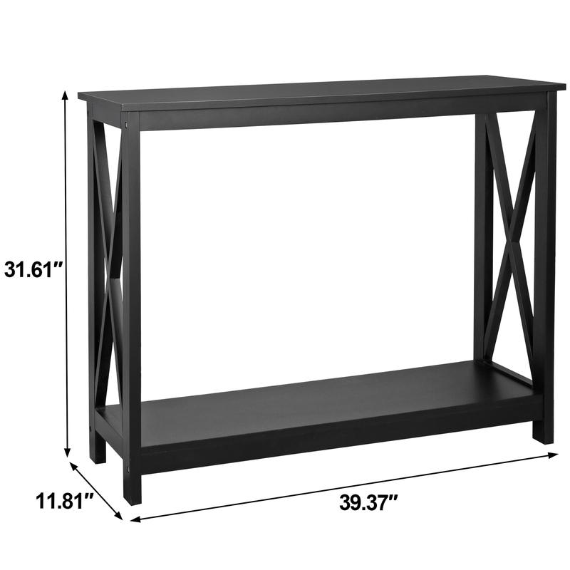 Zenstyle 2-Tier Console Table x-Design Bookshelf Entryway Sofa Side Table for Living Room