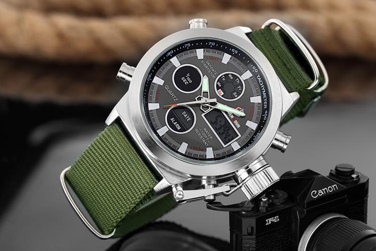 Classic Sporty Dual Movement Watch, Quartz Multifunctional Watch, Stopwatch, Alarm, Waterproof Casual Watch, Trendy Design