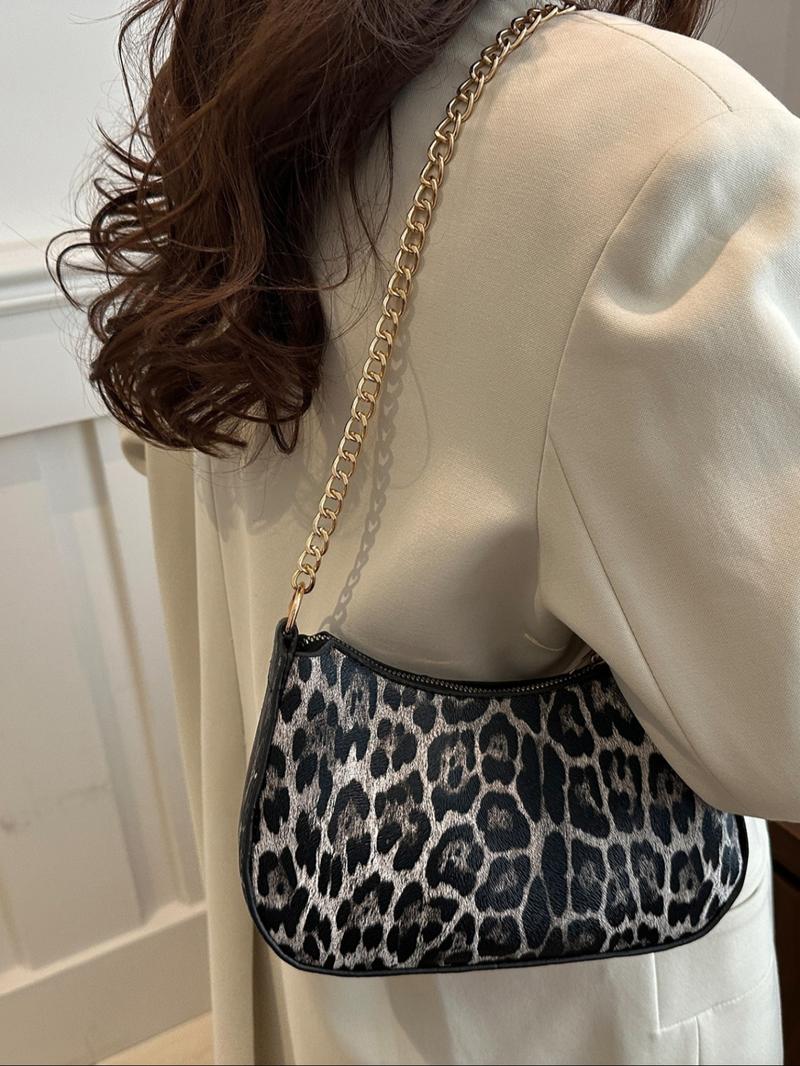 Women's Fashionable Leopard Pattern Crossbody Bag, Casual Versatile Hobo Shoulder Bag for Work & Daily Used, Trendy All-match Commuter Bag