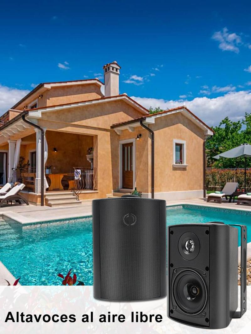 Live-Herdio Waterproof Wall Mount Speaker System Active + Passive Pair Wireless Bluetooth Compatible Indoor/Outdoor Stereo Sound Set with AUX IN--4inches 200 Watts /5.25 Inches 300 Watts /6.5inches 400 Watts