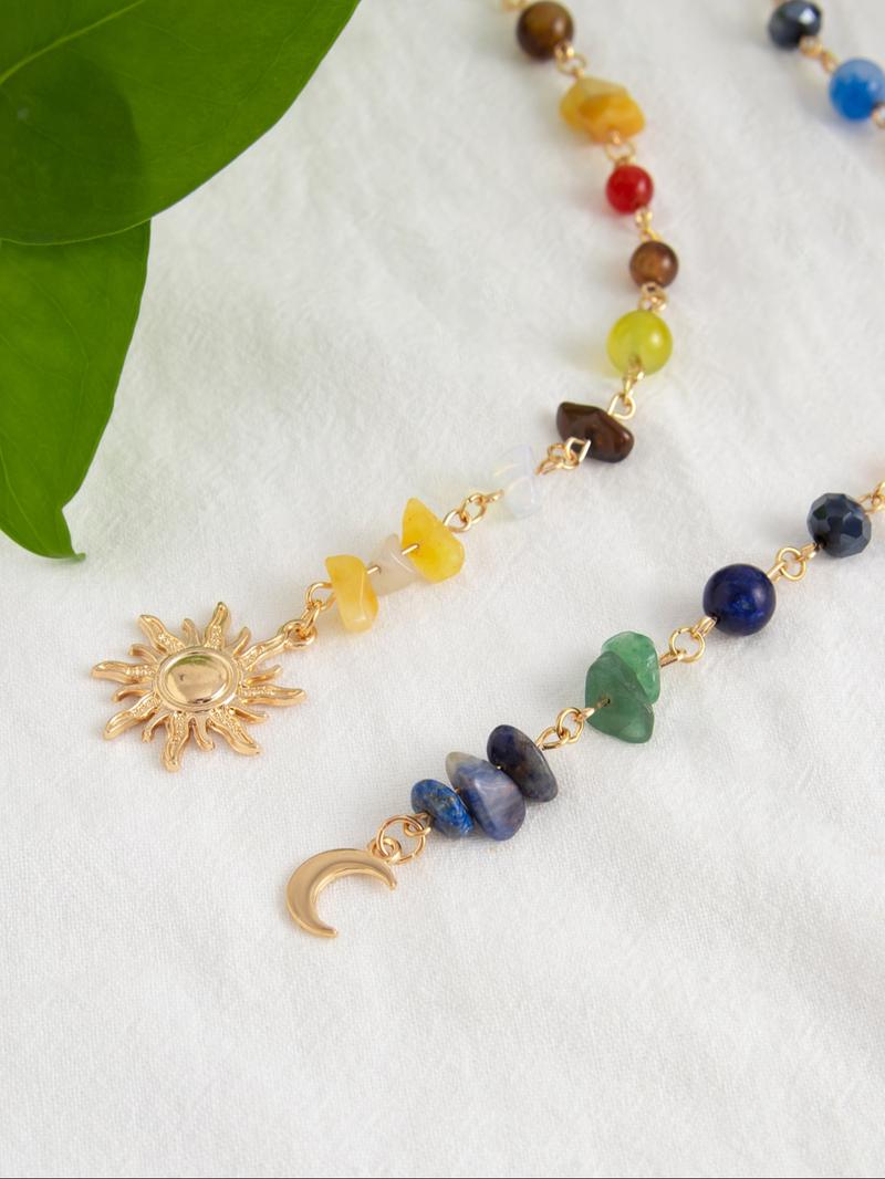 Boho Style Crystal Decorated Moon & Sun Design Hair Accessories Set, Vintage Style Hair Accessories for Women & Girls, Fashion Hair Accessories for Party, Daily Clothing Decor