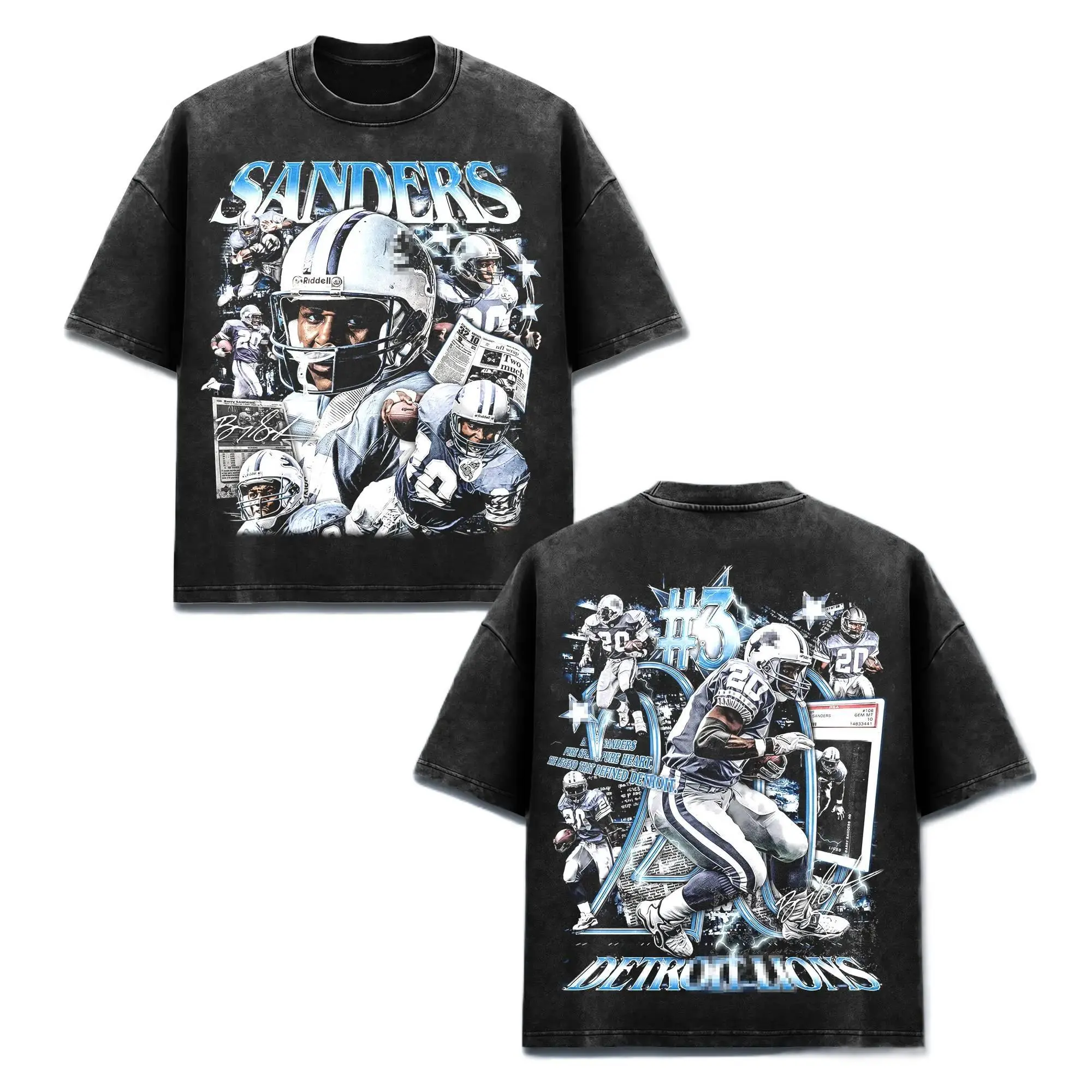 [Sale Up To 50%] Unisex [Endzone] Barry Sanders T-Shirt, The Lion Team Shirt, BS RB 20 American Football Season 2026 Graphic Tee, Legend Sports Merch, Vintage Washed Black T-Shirt, Heavyweight Oversized Game Day Fan Clothes, Football Champion Apparel