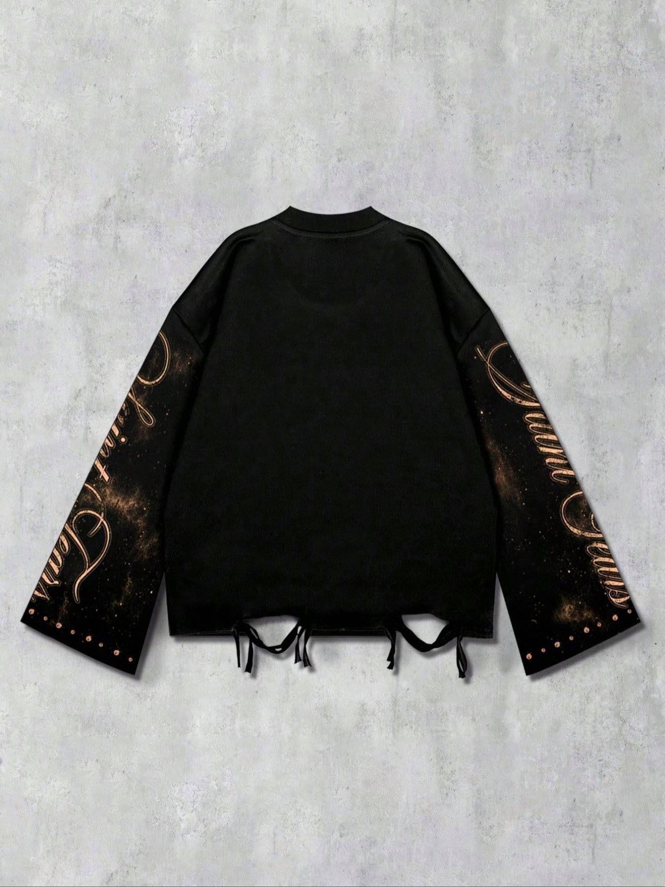 Retro-style Jesus Print Men's Long Sleeve T-Shirt Hoodie, Streetwear Brand Fashion Long Sleeve Shirt Flared Hem, Ripped Hem Design, Unisex Loose Fit Spring/Autumn 2026 New Arrivals in American Vintage Jesus Religious Theme