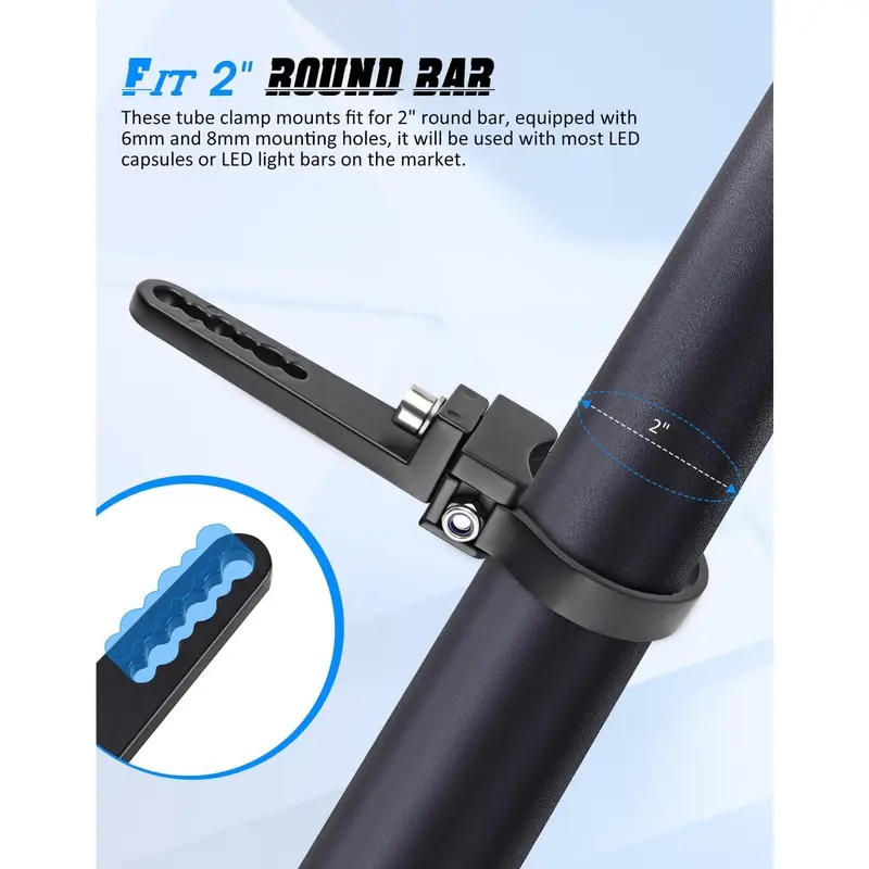 2'' Light Bar Mounting Brackets  Bull Bar Roll Cage Tube Clamp Mounts (1 Pair) for Offroad  ATV SUV