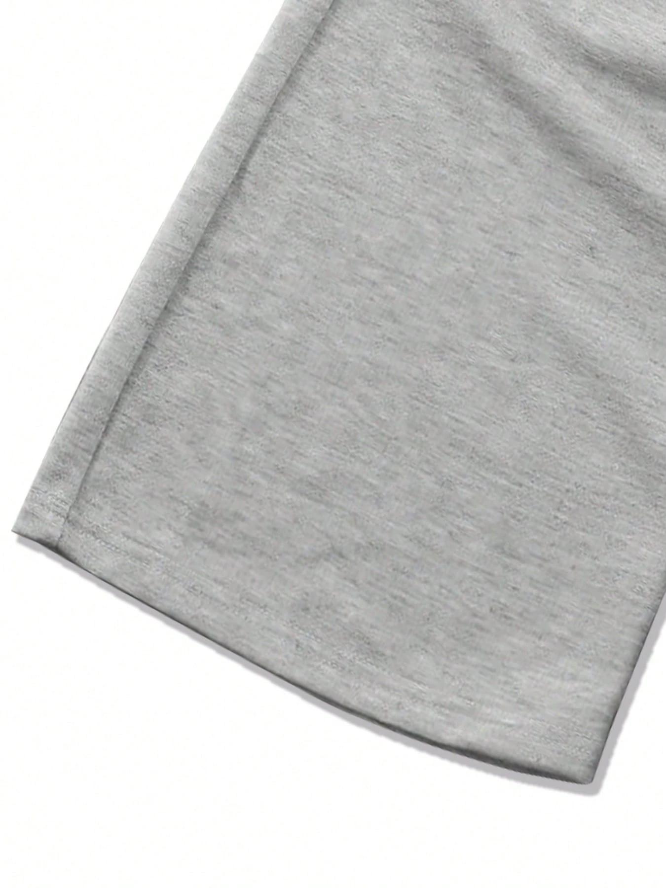 Printed Loose Sport Pants with Gothic Pattern, Drawstring Pants for Daily Wear and Home Leisure, Casual Fitted Geometric Style