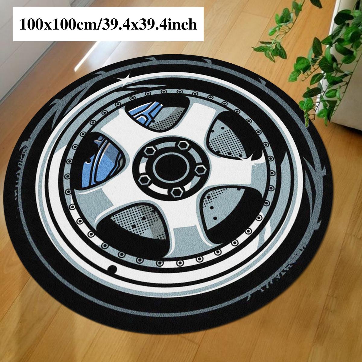 Circular Rug with Trendy Wheel Pattern, Soft Non-Shedding Carpet for Living Room, Bedroom, Coffee Shop, Multiple Sizes Available