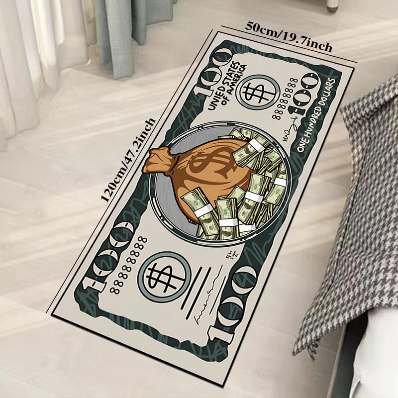 Creative 100 Dollar Pattern Rug, 1 Count Bedroom Decor Bedside Soft Carpet, Area Rug, Thickened Fluffy Plush Floor Mat for Home Living Room Bedroom
