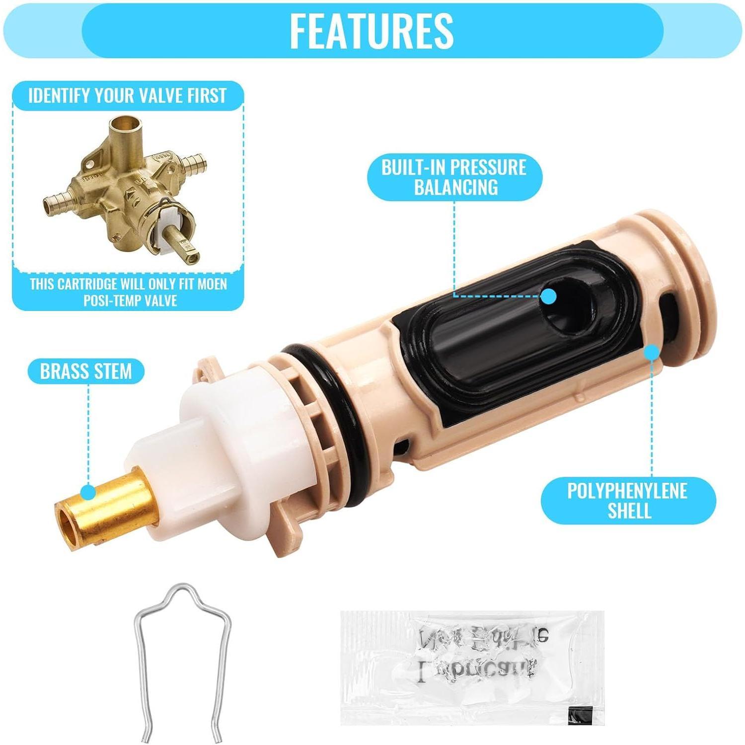 2 Pack Replacement  for Moen, Moen Shower Replacement  Compatible with 1222/1222b -Handle Posi Temp Valve