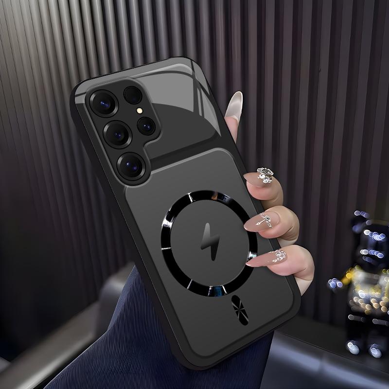 Lightning Bolt Design Gloss MagSafe Compatible Shockproof Protective Cover with Precision Magnet Ring for [Galaxy S25 Ultra] 952