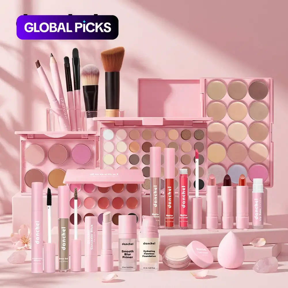 Danchel Complete Makeup Kit, Full Face Essentials: Foundation, Concealer, Contour, Blush, Eyeshadow, Lipstick, Brushes & Sponge, Beginner-Friendly, Portable, Ideal for Daily Use, Travel & Gifting, Makeup Set