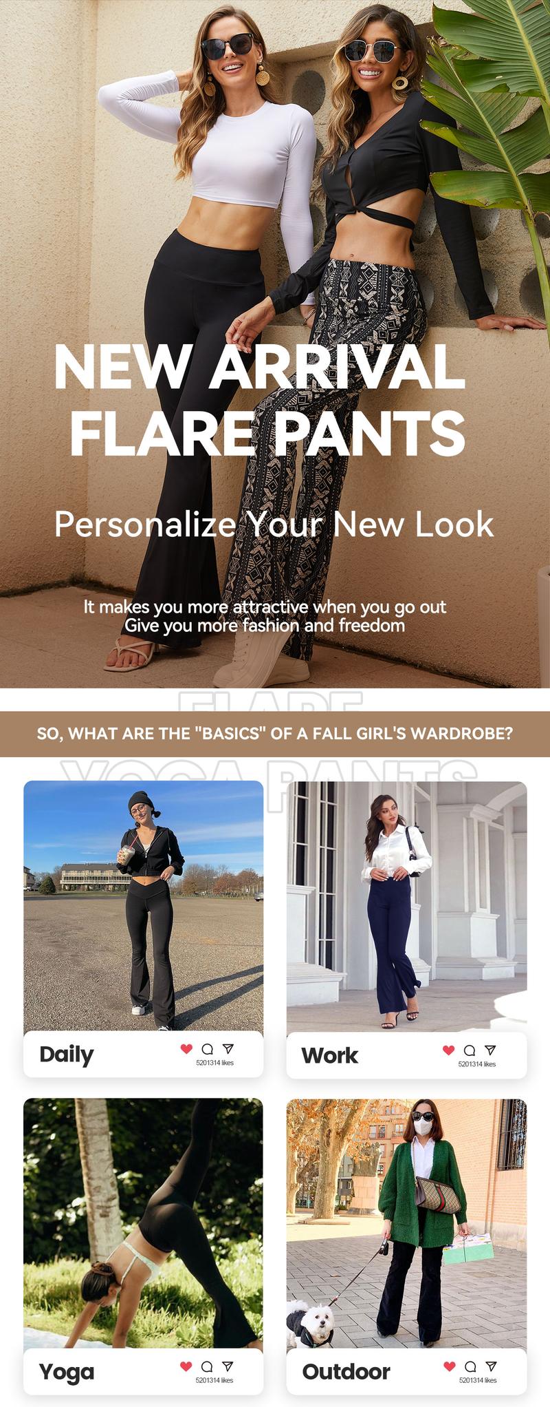 SHOWITTY 2-Pack Flare Leggings for Women with Pockets – Plus Size Crossover High-Waisted Black Workout Underwear