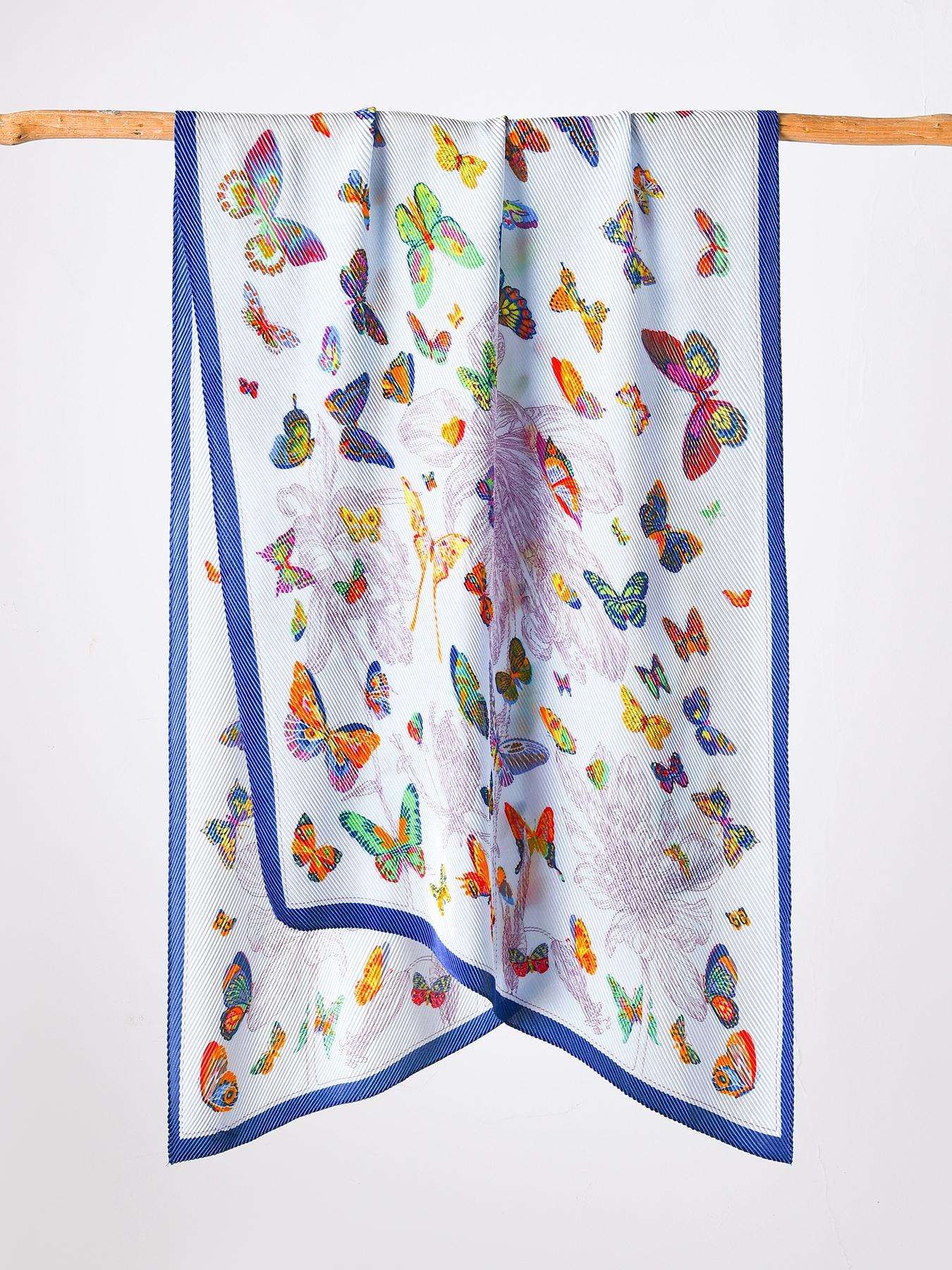 Elegant Butterfly Print Scarf, Fitted All-Season Wrap, Versatile for Commute & Vacation, Unisex Design, Perfect for Any