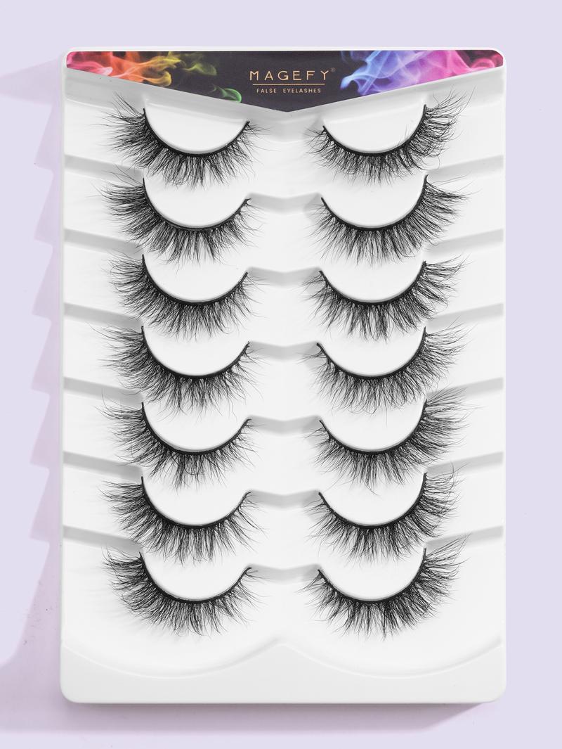 MAGEFY Fluffy False Eyelashes, 1/2 Boxes Wispy Cat-Eye Faux Lashes, Natural Curling Eye Makeup Strip Lashes, Eyelash Extension Cosmetic Kit for Summer Makeup