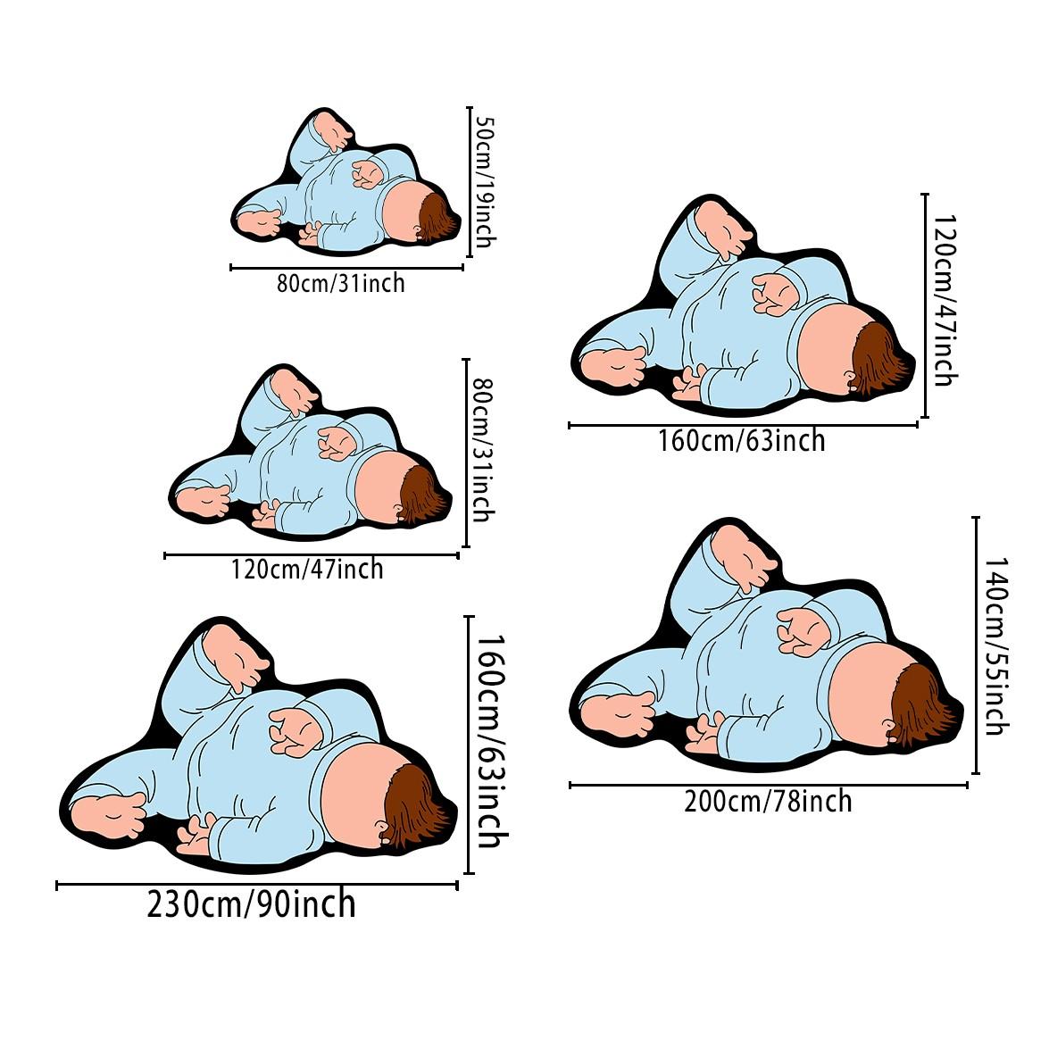 Cartoon Character Rug, Family Guy Peter Funny Cute Plush Soft Fun Decorative Falling Pose Pattern Home Decoration, Non-Slip Washable Rug