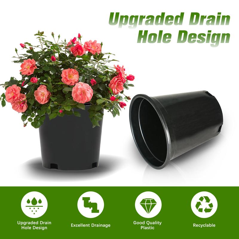 Findmall 10PC Black Trade Gallon Root Garden Container Premium Nursery Pots