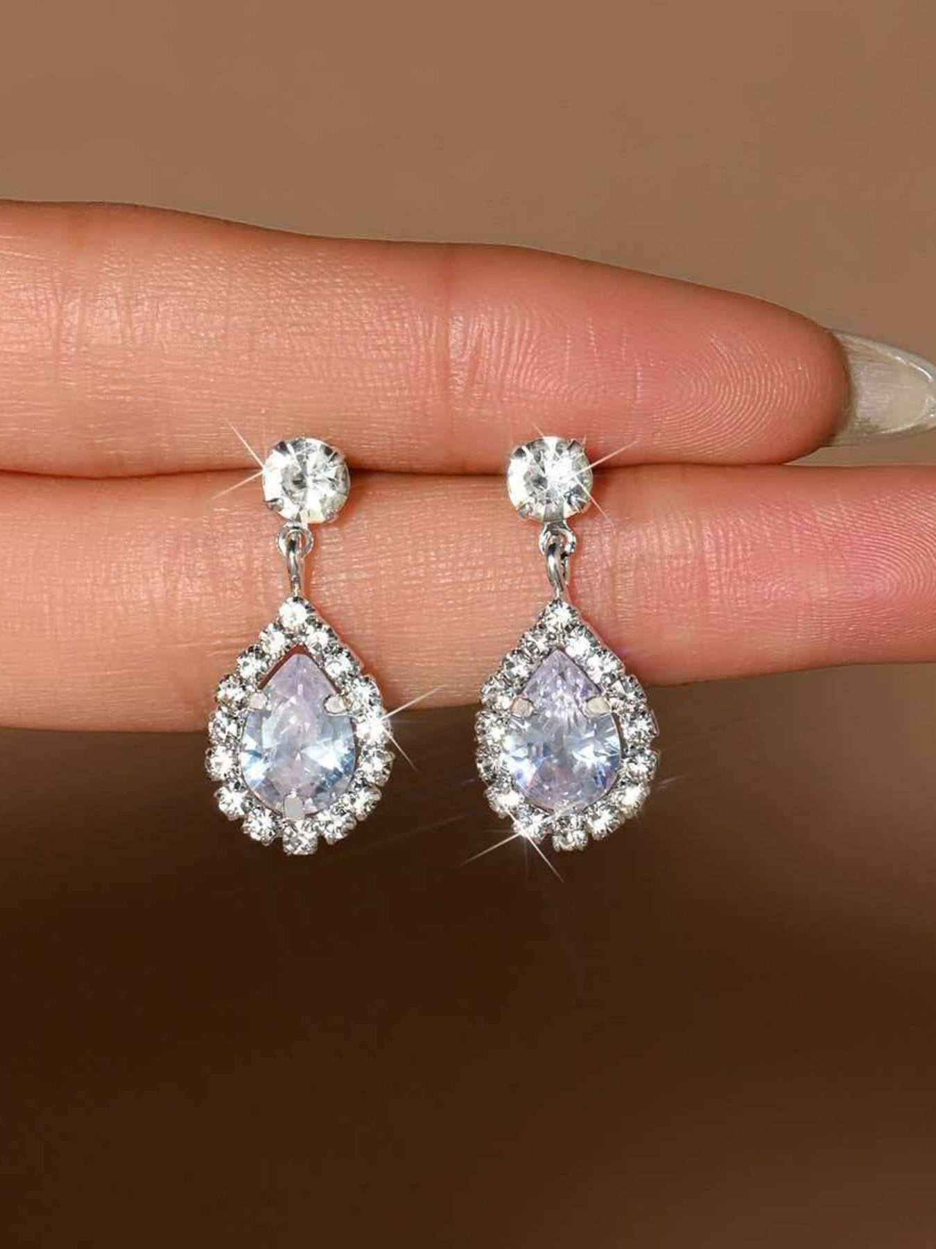 Luxury Teardrop Crystal Drop Earrings for Women, Sparkling Rhinestone Dangle Earrings, Elegant Bridal Wedding Jewelry, Party Prom Gift