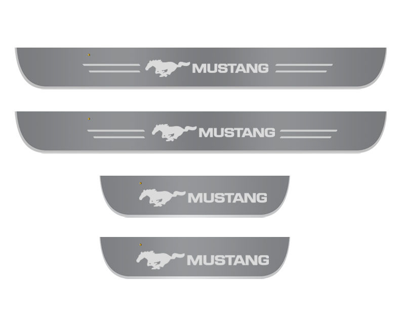 For Mustang Car Door Sill Light Threshold Lamp Logo Projector Lamp Power Moving LED Welcome Plate Pedal Light Protect Car Doors