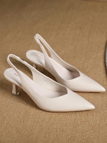 Summer Outfits 2024 Minimalist Temperament Pu Leather Slingback Pumps, Simple Design All-match Solid Color High Heels, Elegant Pointed Toe Slip on Shoes for Daily Work Office