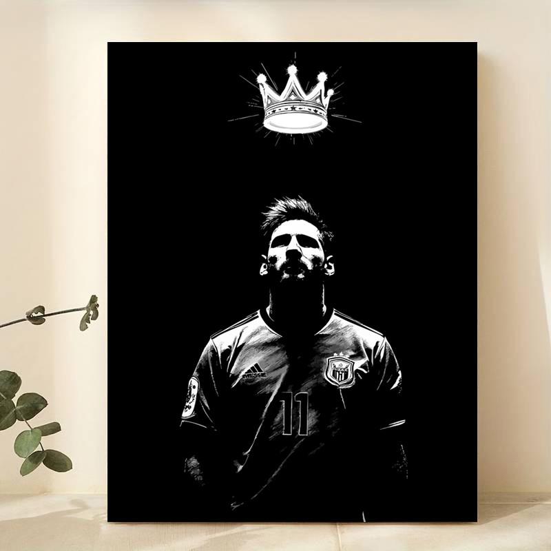 1 piece/set frameless canvas painting print poster, Canvas prints, minimalist style art, Lionel Messi, King of Football, a perfect gift for sports culture enthusiasts, ideal gift for bedroom, living room, kitchen, mural, wall decoration, room decoration