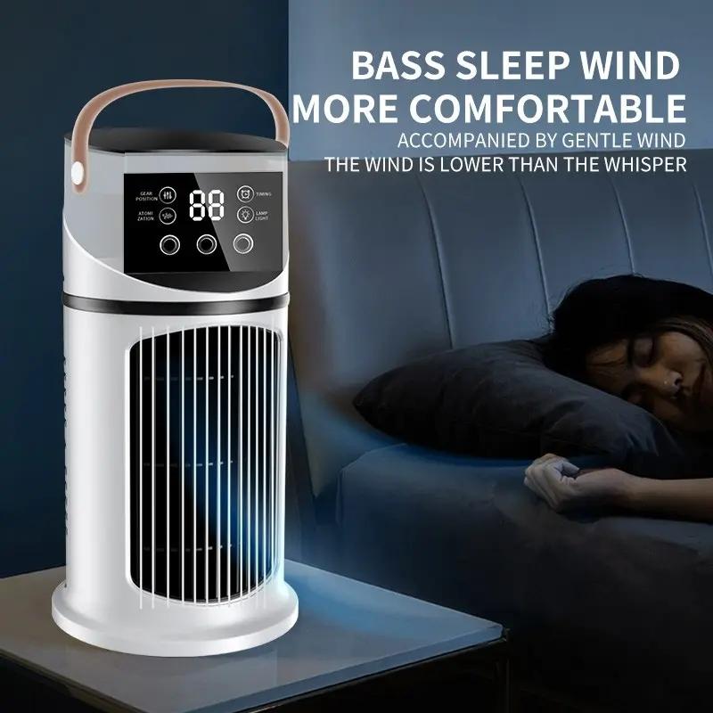 Mist Humidifier Air Conditioner Fan, Evaporative Cooling Fan, 9 Settings, Triple Spray Adjustment, 8-Hour Timer, 7-Color Lights, Essential Summer Tool