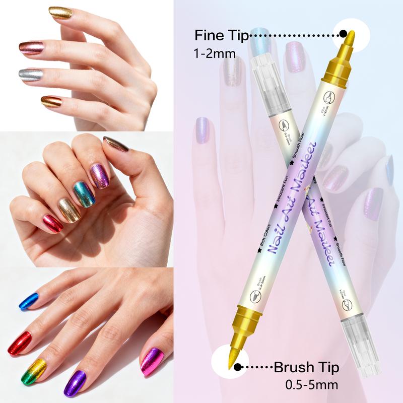 Nail Markers For Nail Art, 12/24 Colors Nail Art Pens Set, Diy Nail Art Marker, 3d Nail Polish Pens, Dry Nail Art Nail, For Art Drawing Painting Point Dotting Manicure Tools Nail Design