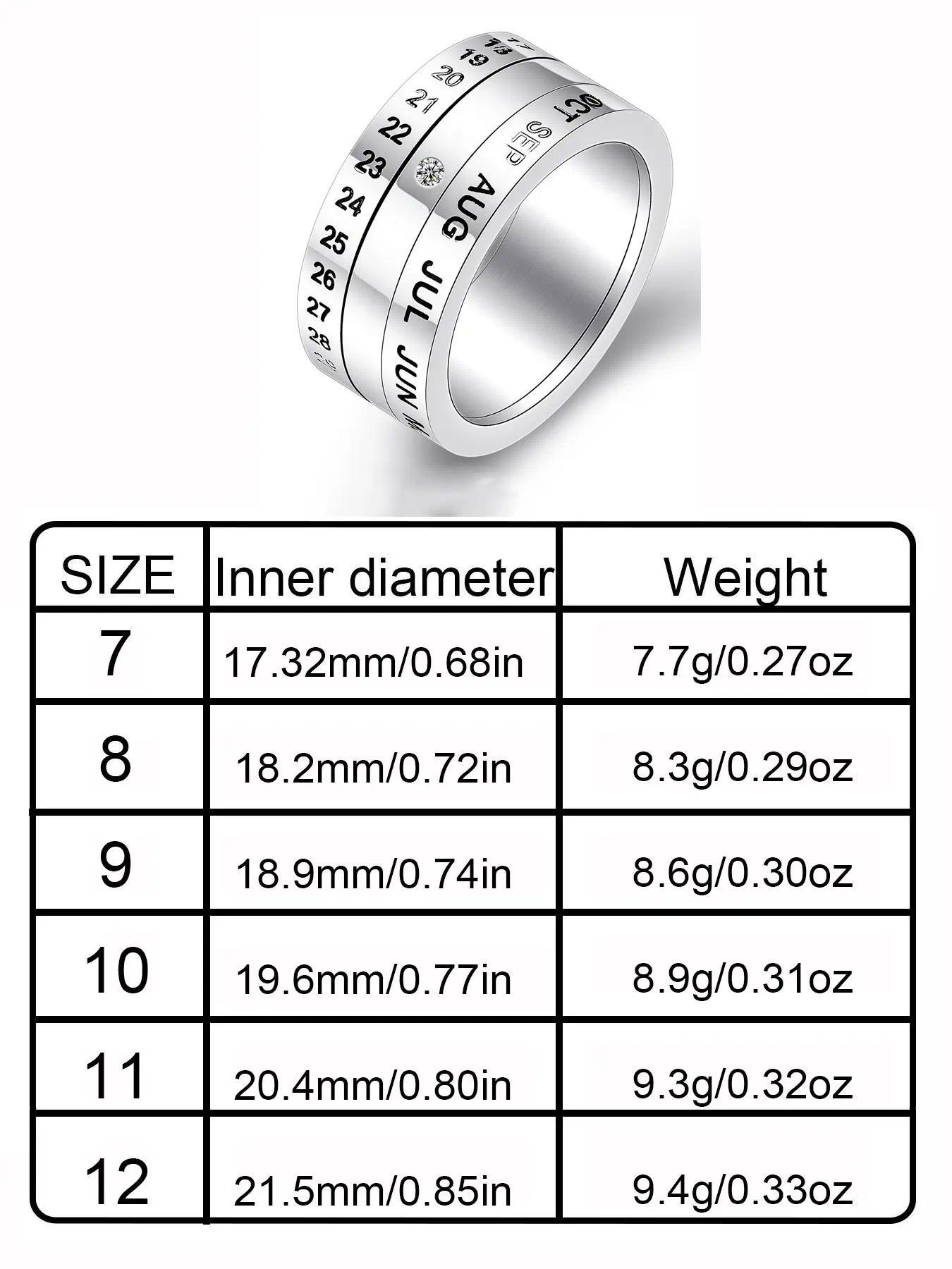 Men's Stress Relief Rotating Ring - Matches Simple Wedding Ring - Month Letters Can Rotate on Men's Ring - High-Quality Stainless Steel Material - Casual Sports Style Jewelry - Men's Ring - Stainless Steel Punk Party Ring - Jewelry