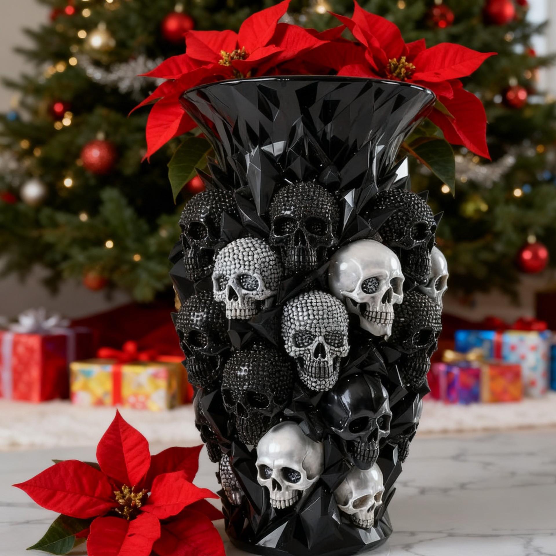 Gothic Skull Vase Resin Decorative Statue, Decorative Flower Vase, Home Decor Accessory, Indoor Outdoor Use, Perfect for Home Garden Farmhouse Style, Living Room Kitchen Bedroom Office