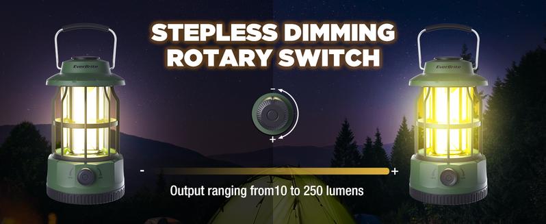 #JumpstartSale EverBrite LED Camping Lantern, USB C Rechargeable Lantern with Stepless Dimming, Vintage Portable Camping Lights & Lanterns, Lanterns for Power Outages, Hurricane, Emergency, Fishing, Home and More