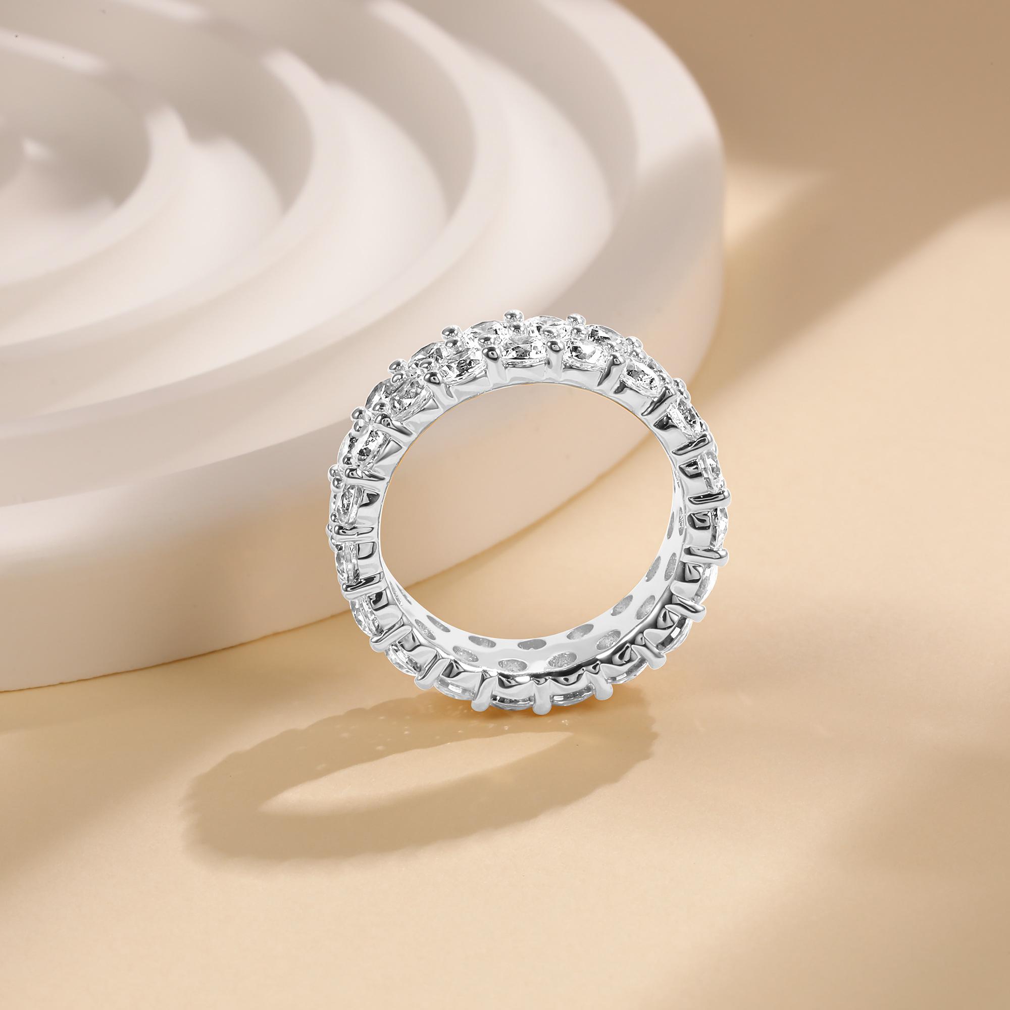 Unisex -Eternity Ring Band Round-Cut Cubic Zirconia Tennis Band All-Around Wedding Engagement Band Stacking Ring Hiphop Style for Women and Men R7953