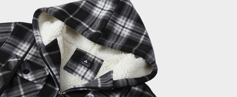 Men's Flannel Shirt Jacket with Sherpa Fleece Lining, Plaid Pattern Hooded Coat, Full Zip Winter Outerwear, Casual Warm Clothing