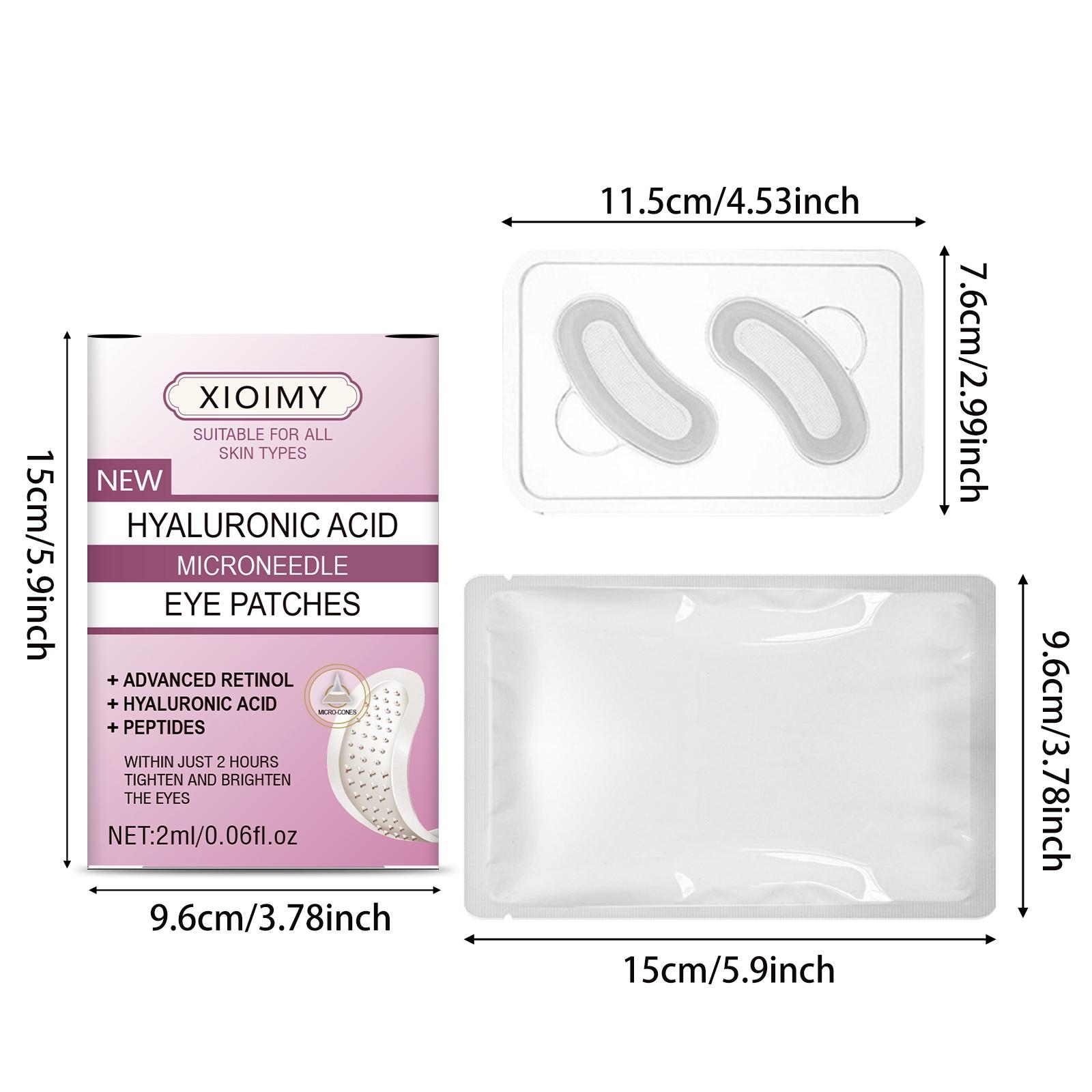 2pcs Hyaluronic Acid Micro Needle Eye Mask, Injected Retinol & Peptides, for Eyes Face Nose, Strong Moisture Tightening Glow