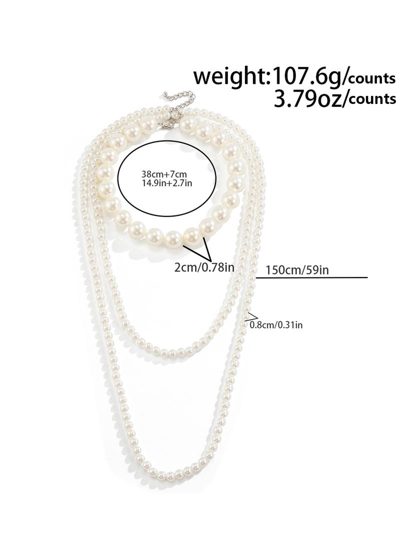 Faux Pearl Decorated Beaded Necklace, Pearl Chain Necklace, Elegant Exaggerated for Women for Party, Daily Clothing Decor, Trendy Jewelry for Birthday Gift
