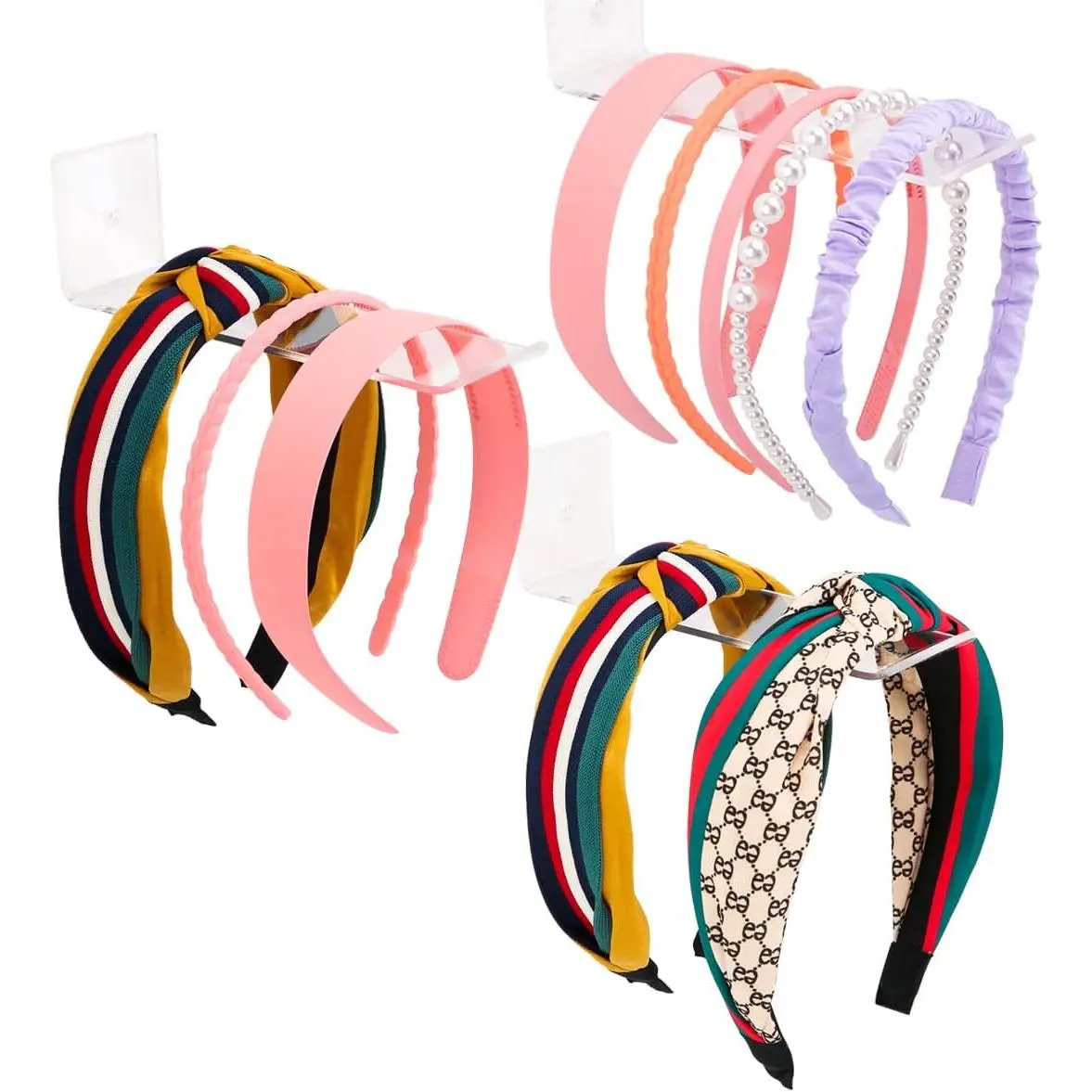 3 Pack Clear  Headband Organizers And Storage for Hairbow Organization for Girls Women |  Headband Storage,Headbands Display Stand,Headband Holder Organizer Scrunchie Holder For Bow Organizer For Women