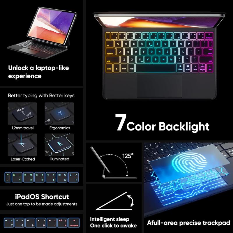 Magic Keyboard for iPad Pro 11&Air 11 Inch (M2,2024/M3,2025) and 10.9" iPad Air 5th&4th Generation, Magnetic Keyboard Case with Multi-Touch Trackpad for iPad Pro 11”1st/2nd/3rd/4th Gen,Backlit