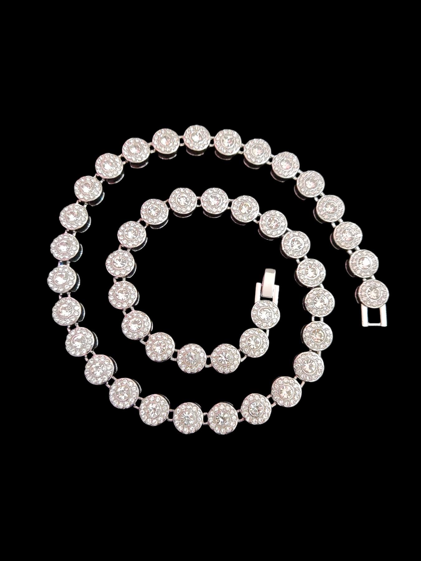 Men Women Hip Hop Heart and Round Chain Necklace, Heart Style Choker, Full Rhinestone Chain Jewelry, Fashion Elegant Accessory for Daily Wear or Party  Valentines Gift 2 Styles For Choose, High End Necklace