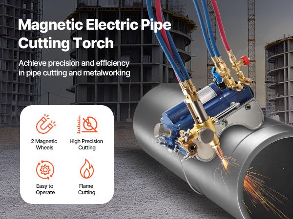 VEVOR Electromagnetic Gas Pipe Cutting Machine, 2-30/Min Automatic Pipe Beveler for 0.2-4 Thick Tube, Features 3 Tips Adjustable Angles, Torch Burner Beveler, Magnetic Gas Machine 110V CG2-11C